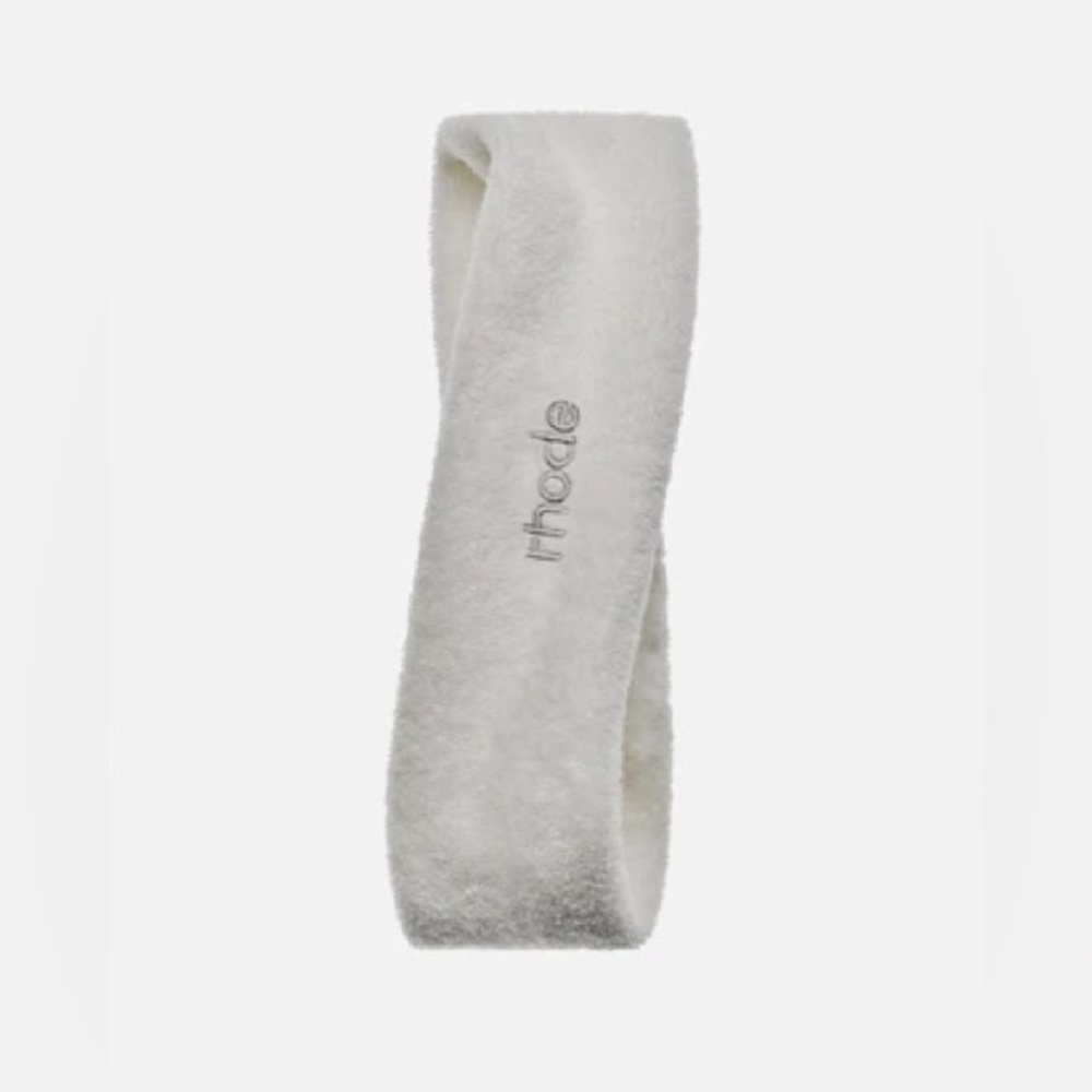 RHODE Cream Plush Headband with Embroidered Logo
